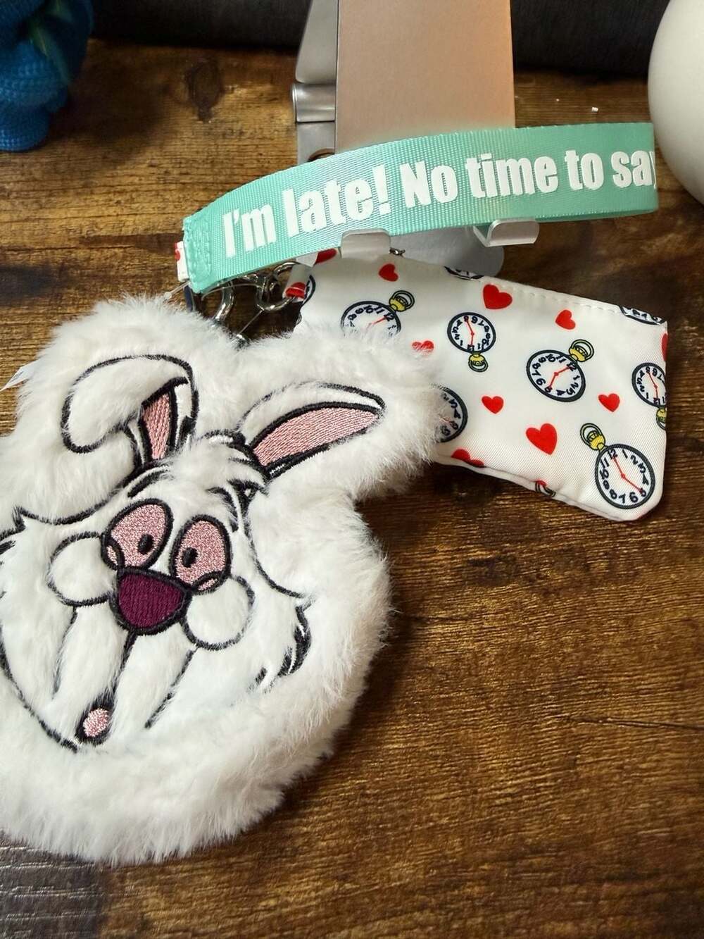 NWT Disney Alice in Wonderland White Rabbit Plush Coin Purse and Keychain Set